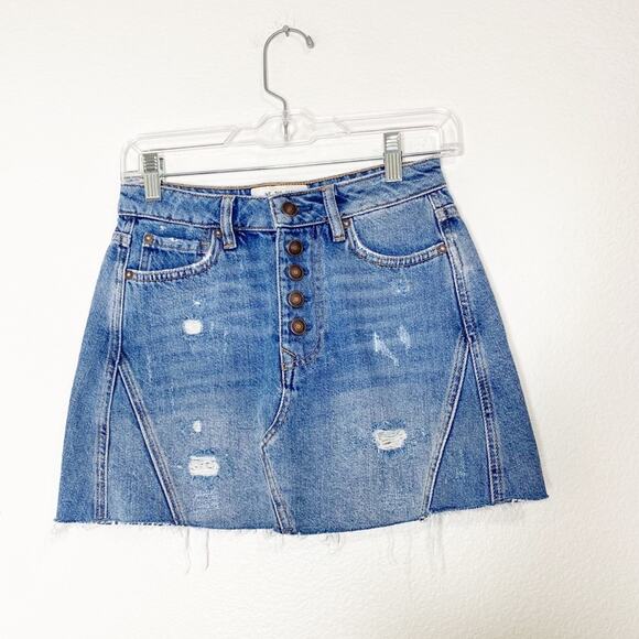 Free People Dresses & Skirts - Free People we the free distressed denim mini skirt size 25